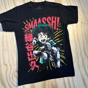 Funimation My Hero Academia Deku Smash Graphic T-Shirt Black Small Mens